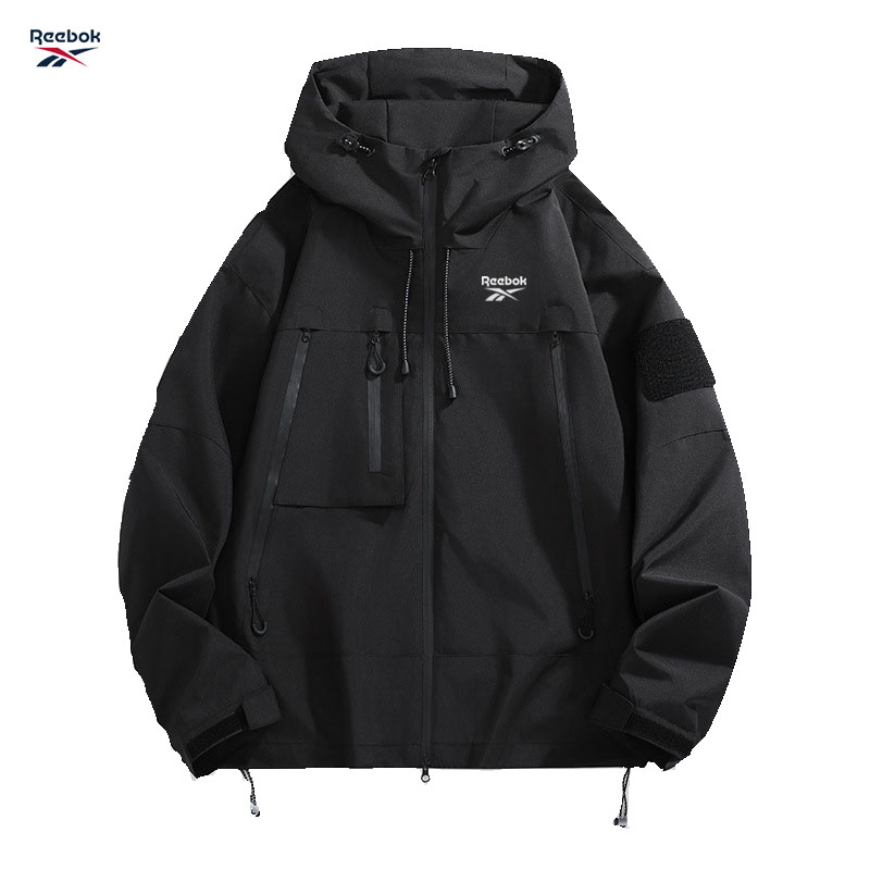 Outdoor Sport Waterproof Jacket - Reebok Men's Hooded Jacket, Black Waterproof